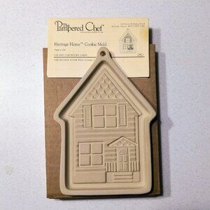 The Pampered Chef Heritage Home Stoneware 20th Anniversary Cookie Mold House
